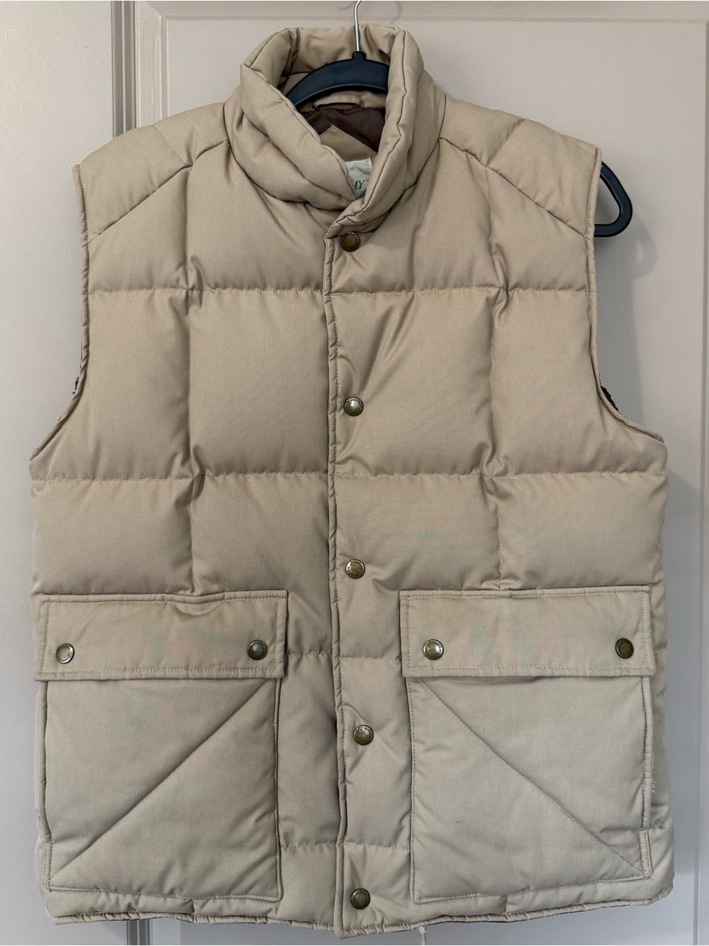 Men's Quilted Puffer Vest in Beige